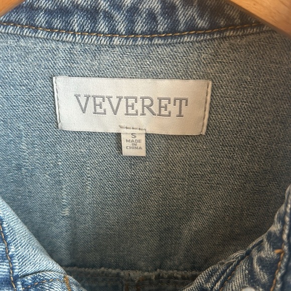 VEVERET Jean Jacket Button Down Western Distressed Women Size Small - Picture 7 of 12